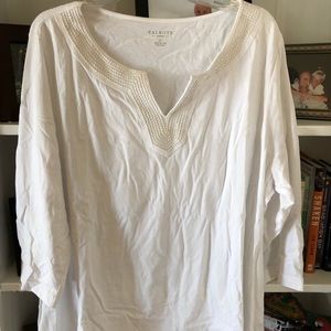 White pull over tunic with silver